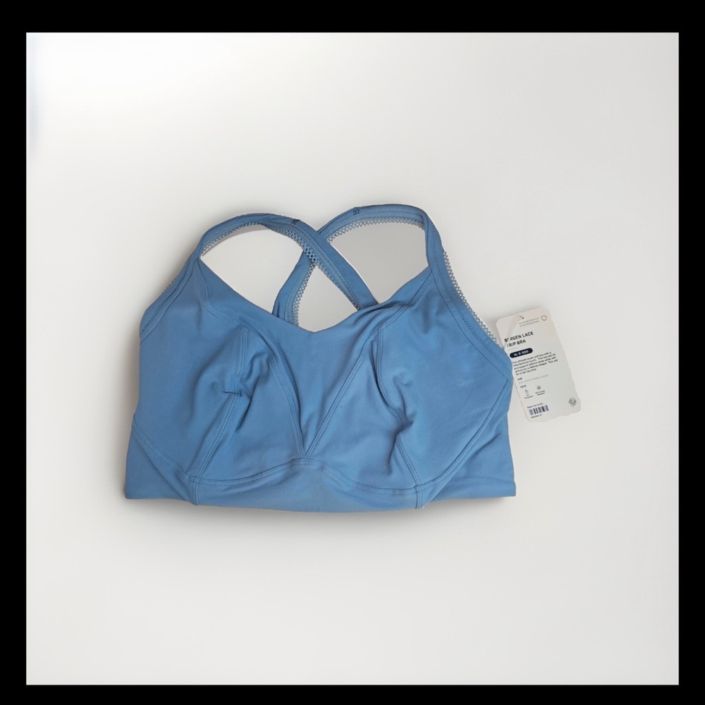 PHOENIX Bergen Lace Trip Sports Bra Blue Wireless Women Size 3X DDD-H New